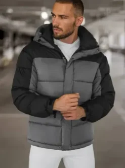Kurtka zimowa męska pikowana szara JS/31M5008Z^Ozonee Discount
