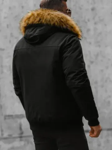 Kurtka zimowa męska z futerkiem czarna JS/M2019/392^Ozonee Sale