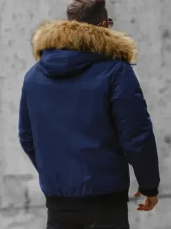 Kurtka zimowa męska z futerkiem granatowa JS/M2019/215^Ozonee Hot