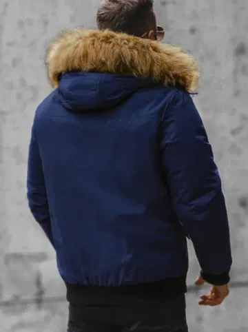 Kurtka zimowa męska z futerkiem granatowa JS/M2019/215^Ozonee Hot