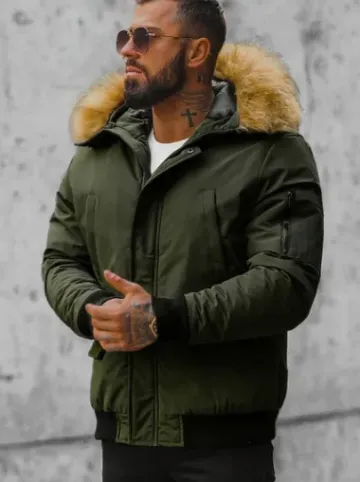 Kurtka zimowa męska z futerkiem khaki JS/M2019/136^Ozonee Clearance