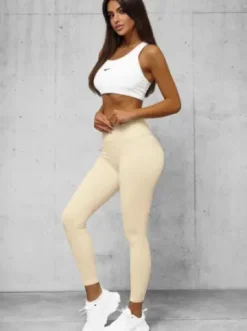 Legginsy damskie ecru O/K9-JZ^Ozonee Online