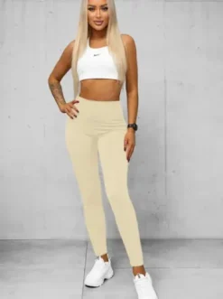 Legginsy damskie ecru O/K9-J^Ozonee Online