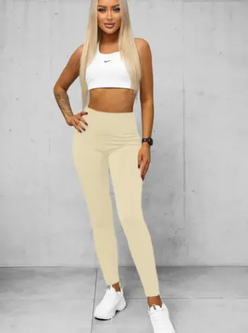 Legginsy damskie ecru O/K9-J^Ozonee Online