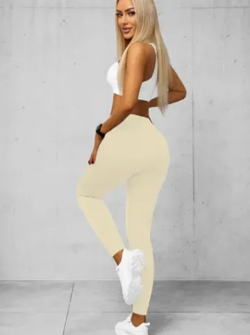 Legginsy damskie ecru O/K9-J^Ozonee Online