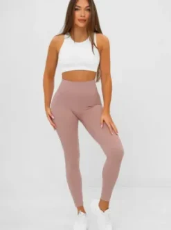 Legginsy damskie pudrowe JS/17K585/7^Ozonee Fashion