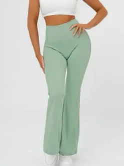 Legginsy damskie z szeroką nogawką miętowe JS/17K587/127^Ozonee Outlet