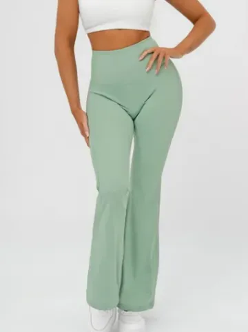 Legginsy damskie z szeroką nogawką miętowe JS/17K587/127^Ozonee Outlet