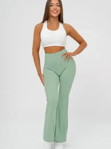 Legginsy damskie z szeroką nogawką miętowe JS/17K587/127^Ozonee Outlet