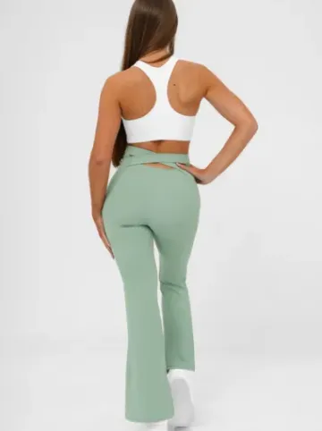 Legginsy damskie z szeroką nogawką miętowe JS/17K587/127^Ozonee Outlet