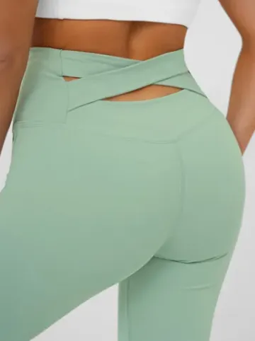 Legginsy damskie z szeroką nogawką miętowe JS/17K587/127^Ozonee Outlet