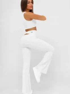 Legginsy damskie z szeroką nogawką białe JS/17K587/1^Ozonee Discount
