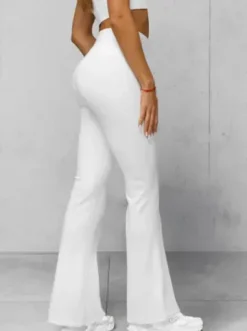 Legginsy damskie z szeroką nogawką białe JS/XY24016L^Ozonee Fashion