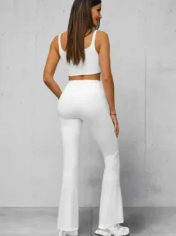 Legginsy damskie z szeroką nogawką białe JS/XY24016L^Ozonee Fashion