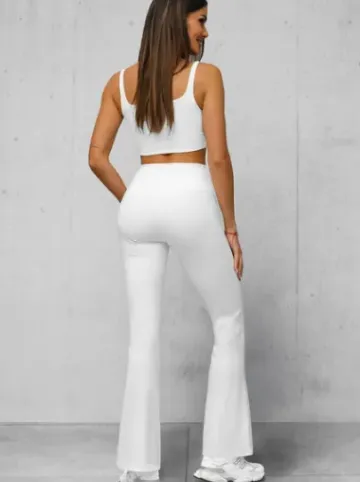 Legginsy damskie z szeroką nogawką białe JS/XY24016L^Ozonee Fashion