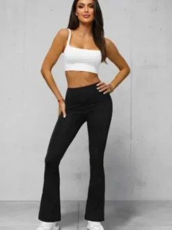Legginsy damskie z szeroką nogawką czarne JS/17K570/3^Ozonee Outlet
