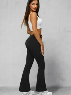 Legginsy damskie z szeroką nogawką czarne JS/17K570/3^Ozonee Outlet