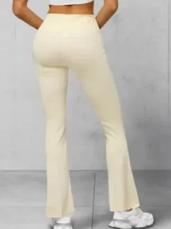 Legginsy damskie z szeroką nogawką ecru JS/17K570/1^Ozonee Sale