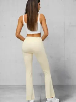 Legginsy damskie z szeroką nogawką ecru JS/17K570/1^Ozonee Sale