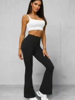 Legginsy damskie z szeroką nogawką czarne JS/17K588/3^Ozonee Best