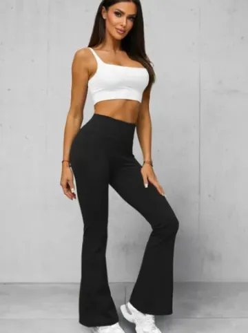 Legginsy damskie z szeroką nogawką czarne JS/17K588/3^Ozonee Best