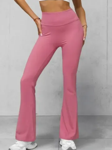 Legginsy damskie z szeroką nogawką ciemno-różowe JS/17K588/111^Ozonee Sale