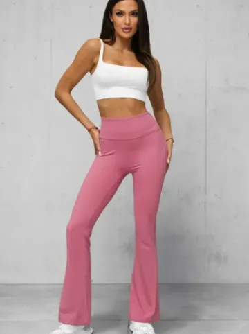 Legginsy damskie z szeroką nogawką ciemno-różowe JS/17K588/111^Ozonee Sale