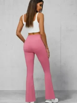 Legginsy damskie z szeroką nogawką ciemno-różowe JS/17K588/111^Ozonee Sale