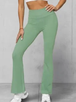 Legginsy damskie z szeroką nogawką miętowe JS/17K588/127^Ozonee Clearance