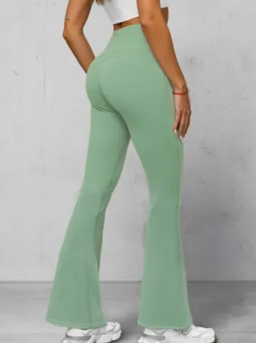 Legginsy damskie z szeroką nogawką miętowe JS/17K588/127^Ozonee Clearance