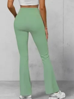 Legginsy damskie z szeroką nogawką miętowe JS/17K588/127^Ozonee Clearance