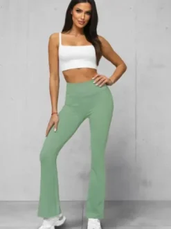 Legginsy damskie z szeroką nogawką miętowe JS/17K588/127^Ozonee Clearance