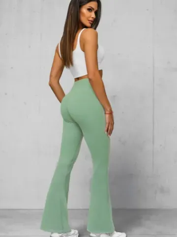 Legginsy damskie z szeroką nogawką miętowe JS/17K588/127^Ozonee Clearance