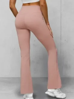 Legginsy damskie z szeroką nogawką pudrowe JS/17K588/7^Ozonee Fashion