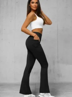 Legginsy damskie z szeroką nogawką czarne JS/35K1603/3^Ozonee Outlet