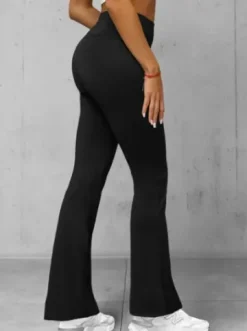 Legginsy damskie z szeroką nogawką czarne JS/XY23008L^Ozonee Discount