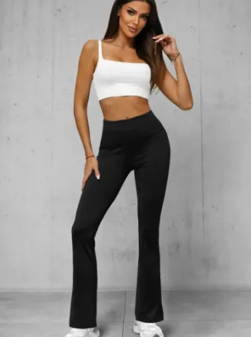 Legginsy damskie z szeroką nogawką czarne JS/XY23008L^Ozonee Discount