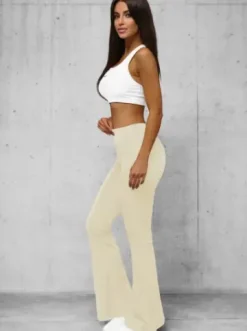 Legginsy damskie z szeroką nogawką ecru O/KTK006-J^Ozonee Best