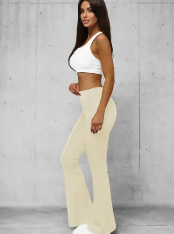 Legginsy damskie z szeroką nogawką ecru O/KTK006-J^Ozonee Best