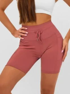 Legginsy krótkie damskie kolarki burgundowe JS/XY24026S^Ozonee Outlet