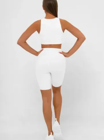 Legginsy krótkie damskie kolarki białe JS/17K583/1^Ozonee New