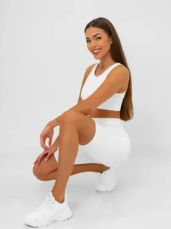 Legginsy krótkie damskie kolarki białe JS/17K583/1^Ozonee New