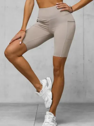 Legginsy krótkie damskie kolarki beżowe JS/XY24004S^Ozonee Hot