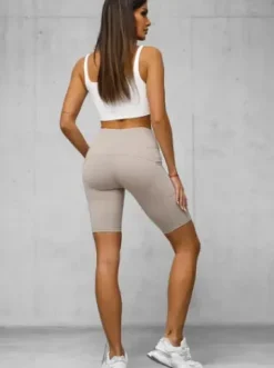 Legginsy krótkie damskie kolarki beżowe JS/XY24004S^Ozonee Hot