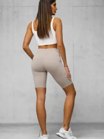 Legginsy krótkie damskie kolarki beżowe JS/XY24004S^Ozonee Hot