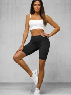 Legginsy krótkie damskie kolarki czarne JS/XY24003S^Ozonee Clearance