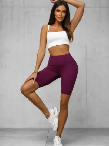 Legginsy krótkie damskie kolarki burgundowe JS/XY24003S^Ozonee Outlet