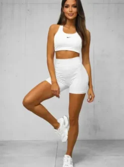 Legginsy krótkie damskie kolarki białe O/ZL-037^Ozonee Hot