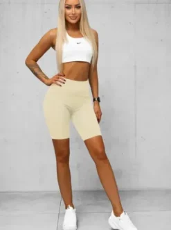 Legginsy krótkie damskie kolarki ecru O/K5-J^Ozonee Hot