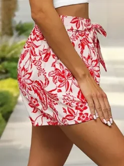 Luźne spodenki damskie biało-czerwone O/YH77939^Ozonee Fashion